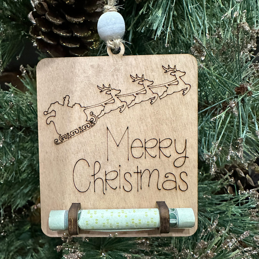 Merry Christmas Sleigh Money Holder Ornament