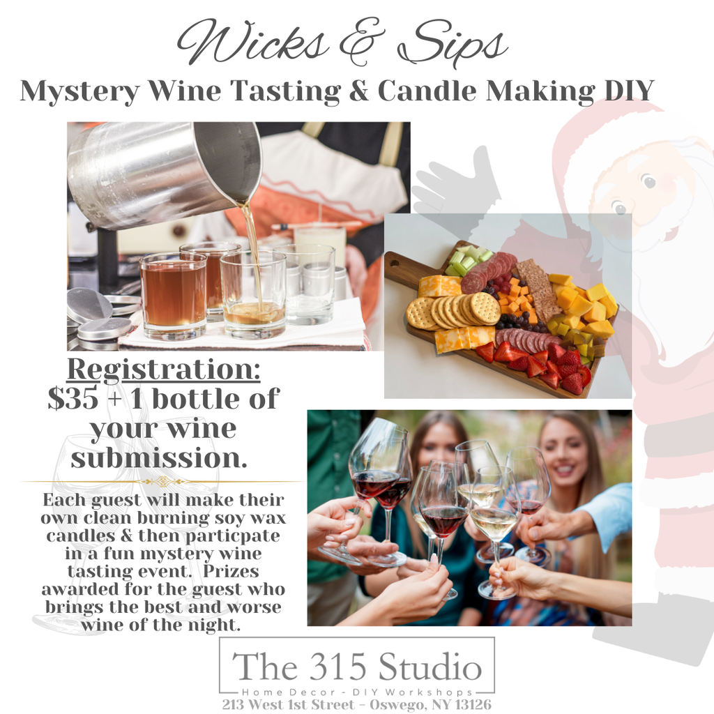 3/28 6pm: Wicks and Sips! Mystery Wine tasting & Candle Making DIY