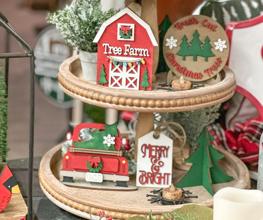 Farmhouse Christmas Tiered Tray Set