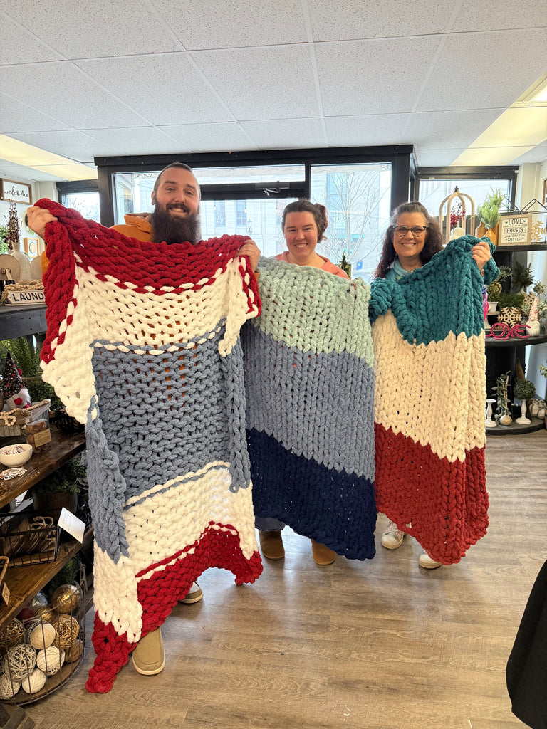4/3 9-12pm: Hand-Knit Chunky Blanket Workshop