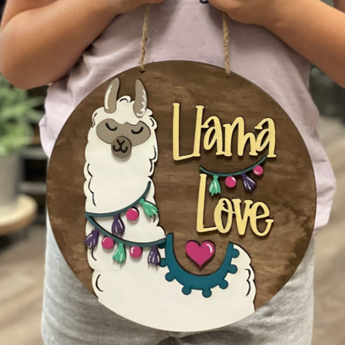 Llama Round Sign