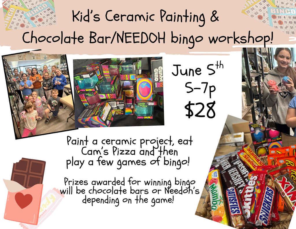 6/5 5p-7p Ceramic painting & Chocolate Bar/Needoh BINGO workshop
