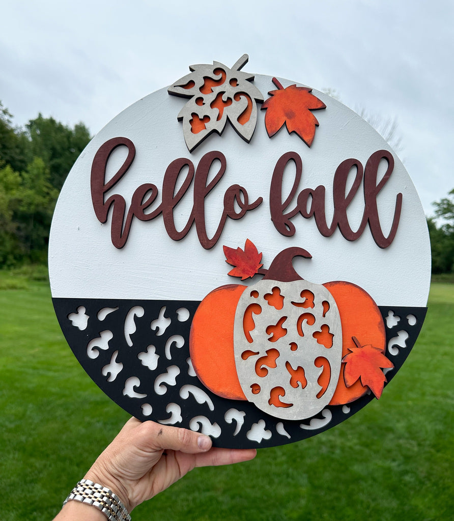 Hello Fall Round Sign