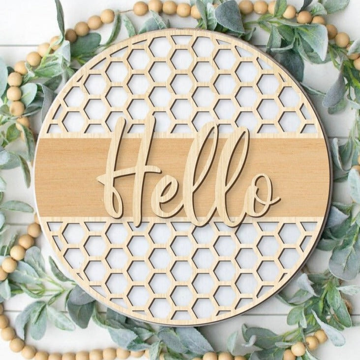 Honeycomb Hello Round Sign – The 315 Studio