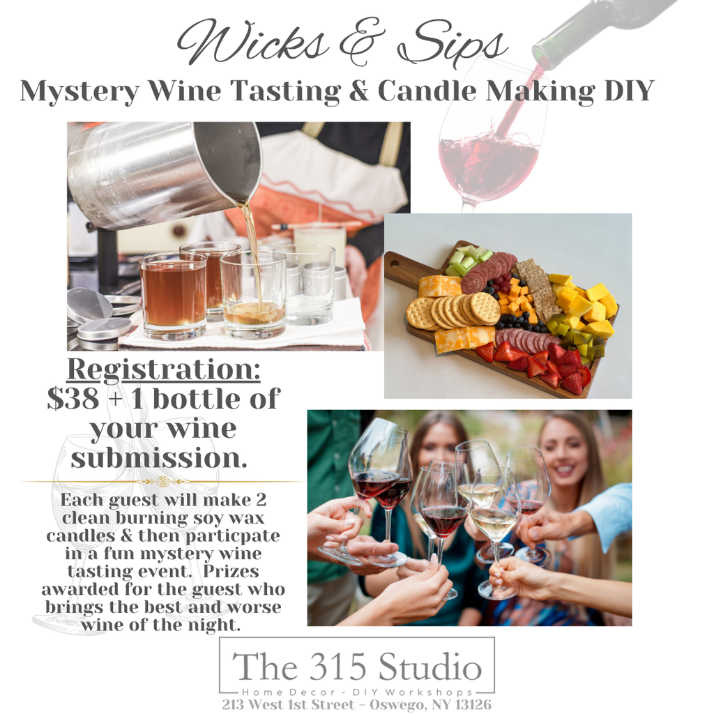 Wicks and Sips! Mystery Wine tasting & Candle Making DIY July 30th 6pm
